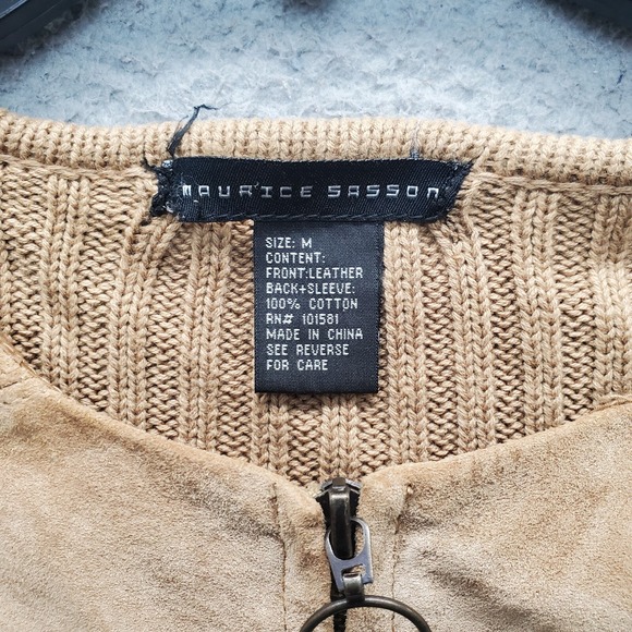 Maurice Sasson Leather Jacket Women's Medium Brown Ribbed Long Sleeve Full Zip - Picture 5 of 7